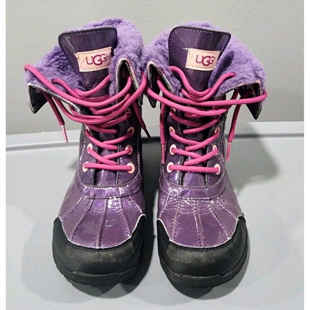 UGG Butte Winter Boots Kids Youth Size 4 Purple With Glitter Waterproof